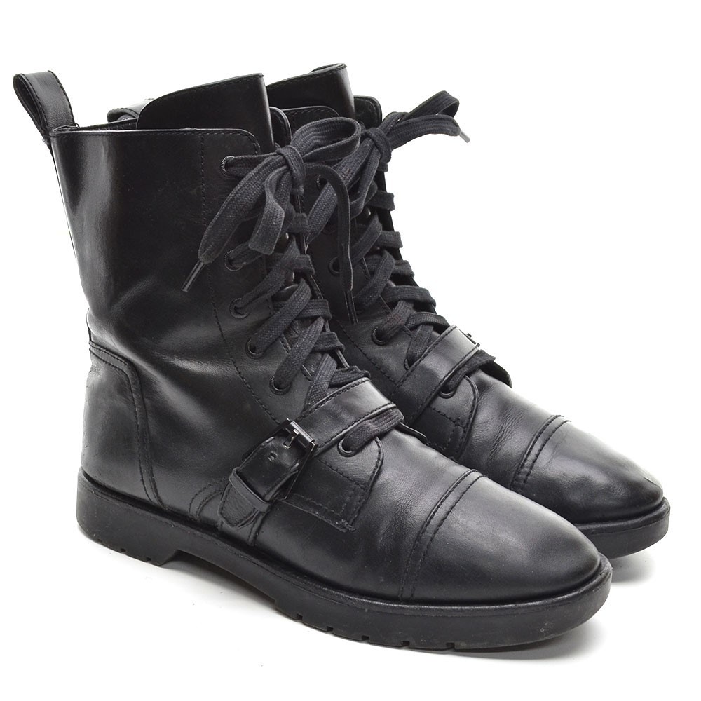 Alexander Wang Daria Black Buckle Combat Boots 37 / 7